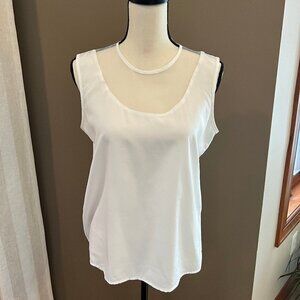 Vintage Sonya Ratay Ivory Sleeveless top with sheer neckline, Size 10